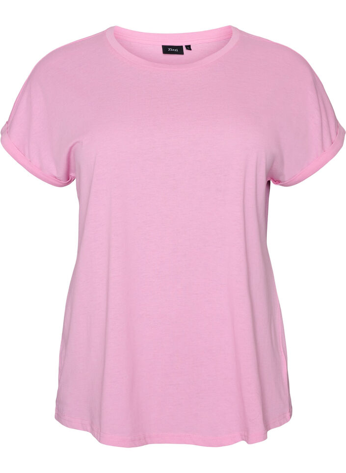 Kort&aelig;rmet t-shirt i bomuldsblanding, Lyser&oslash;d, Packshot image number 0