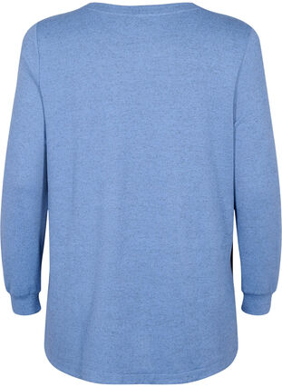 Meleret bluse med knapper, Colony Blue Melange, Packshot image number 1