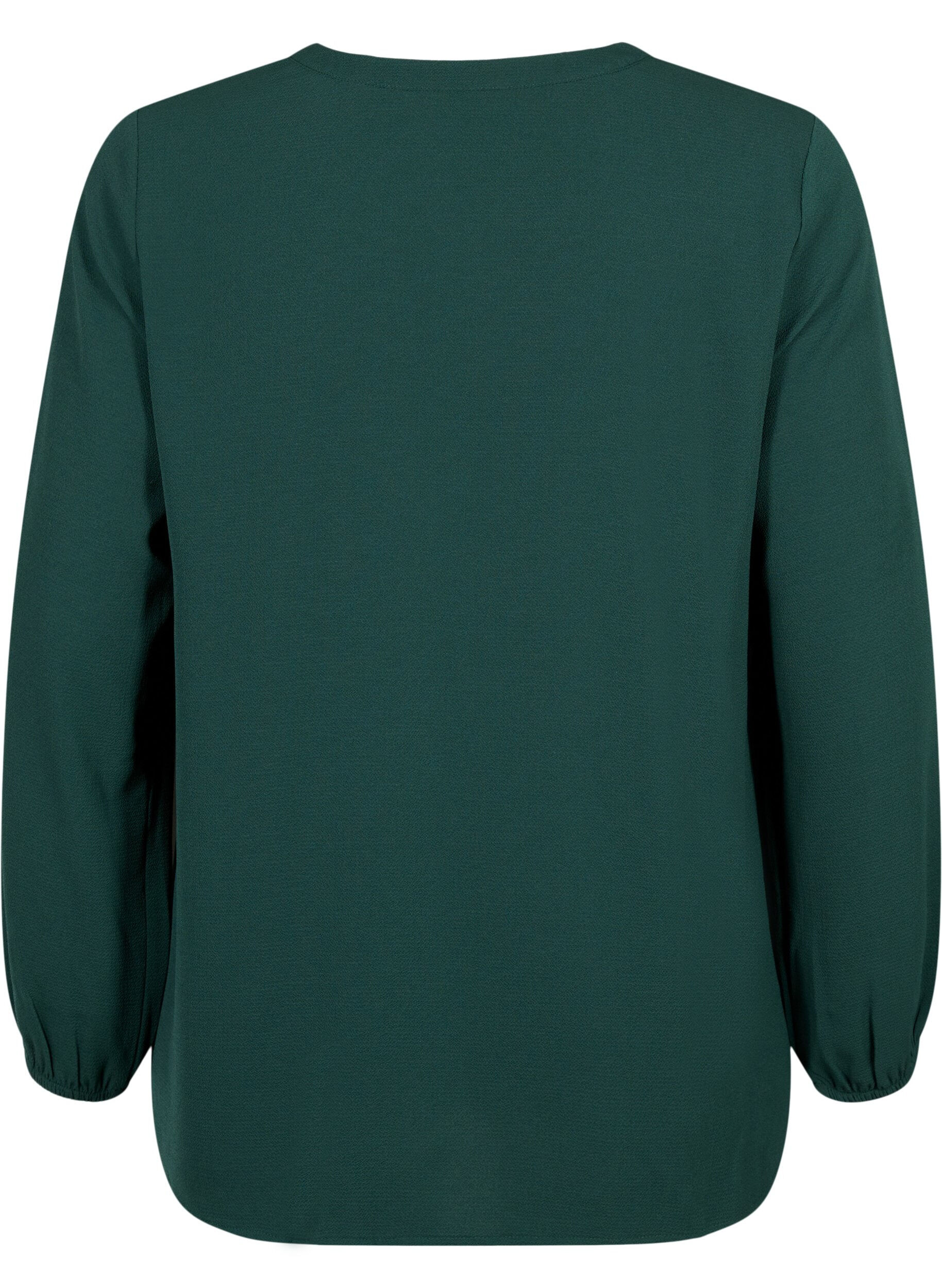 Zizzi Ensfarvet bluse med v-hals, Scarab, Packshot image number 1