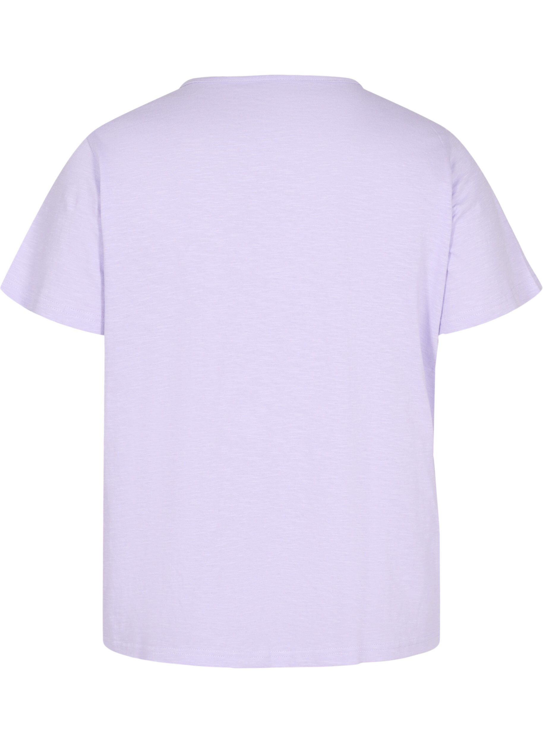 Zizzi Bomulds t-shirt med blondeb&aring;nd, Lavender, Packshot image number 1