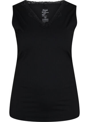 Light shapewear top med blonder, Black, Packshot image number 0