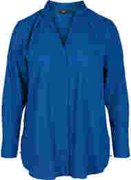 Langærmet skjorte med flæsekrave, Estate Blue