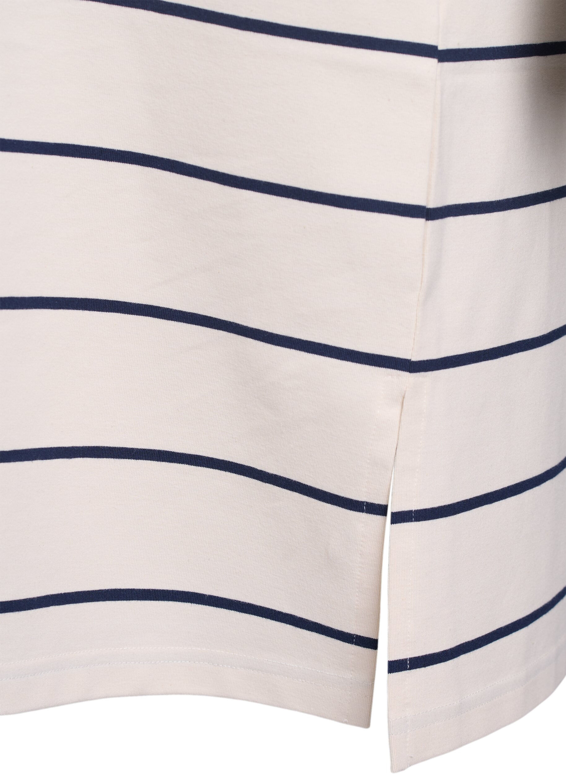 Zizzi Kort jerseykjole med striber, Beige, Packshot image number 3
