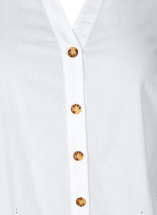 Kortærmet skjorte med broderi anglaise, Bright White, Packshot image number 2