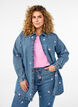 Løs denimskjorte med broderede hjerter, Light Blue Heart, Model image number 0