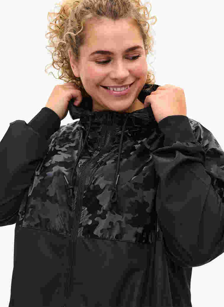 Træningsjakke med hætte og lommer, Black, Model image number 2