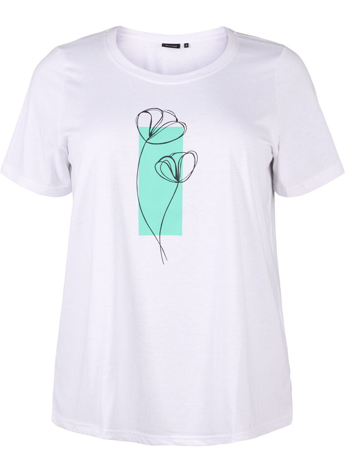 FLASH - T-shirt med motiv, Bright White Flower, Packshot image number 0