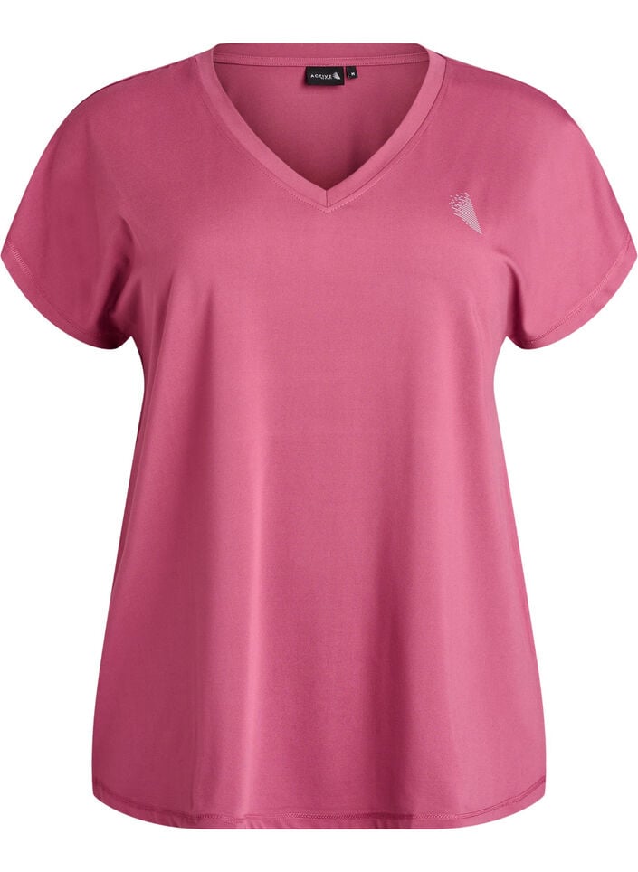 L&oslash;s tr&aelig;nings t-shirt med v-hals, R&oslash;d, Packshot image number 0