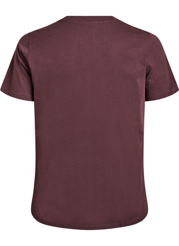 Basis t-shirt i bomuld med rund hals, Brun, Packshot image number 1