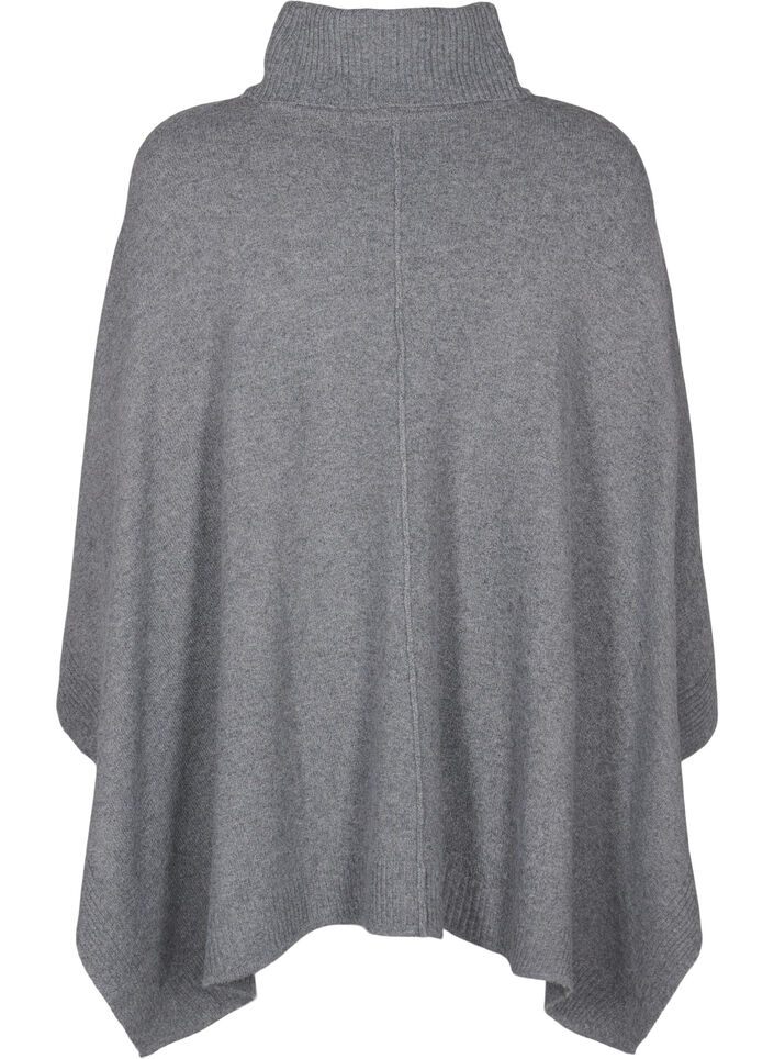 Poncho med høj hals, Medium Grey Melange, Packshot image number 1