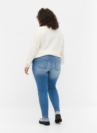 Emily jeans med slim fit og normal talje, Blue denim, Model image number 1