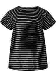 Bomulds t-shirt med striber, Black W. Stripe