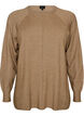 Strikbluse med rund hals og strikket m&oslash;nster, Beige, Packshot image number 0