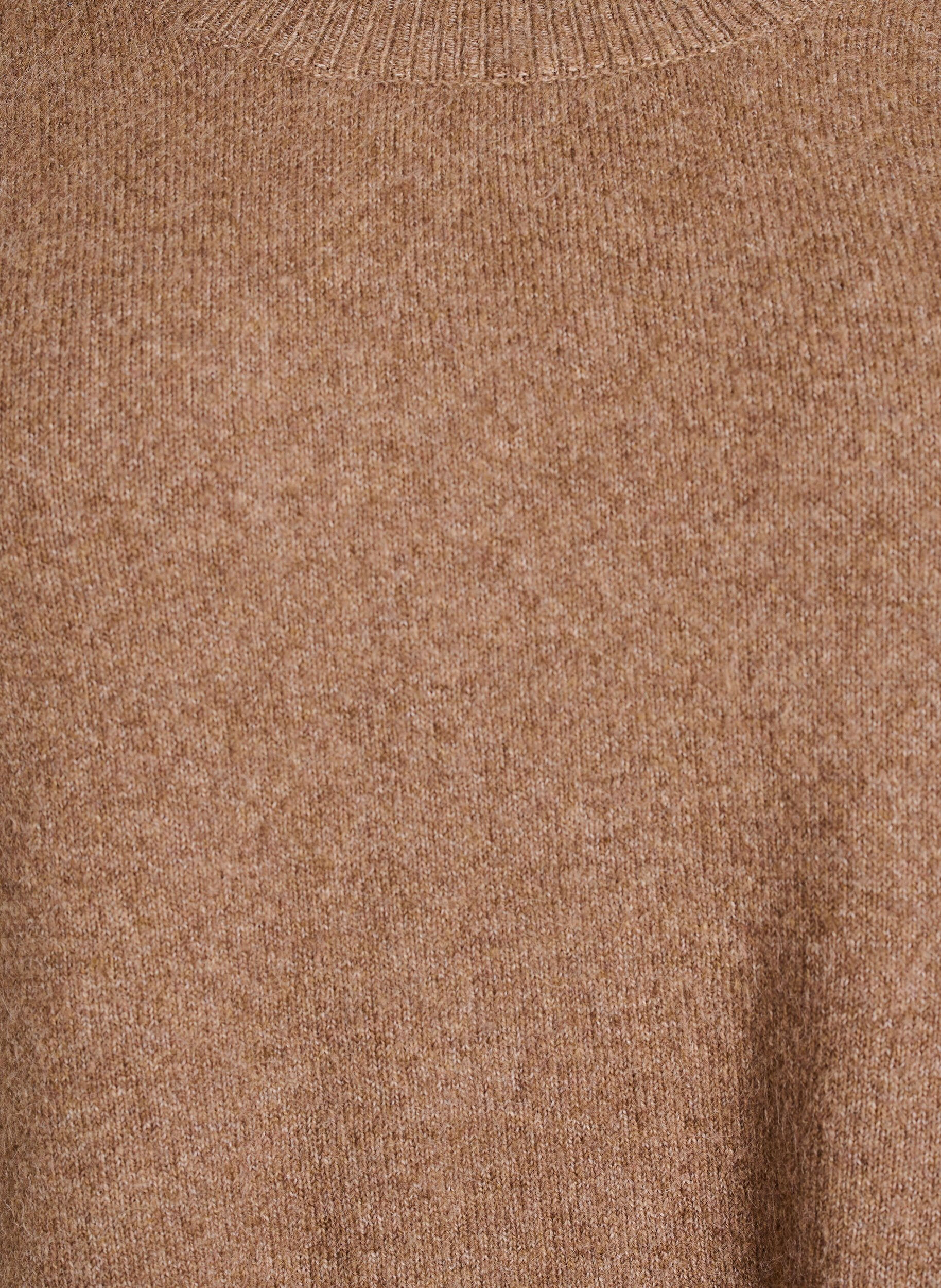 ZizziLang strikbluse med kugleknapper, Brun, Packshot image number 2
