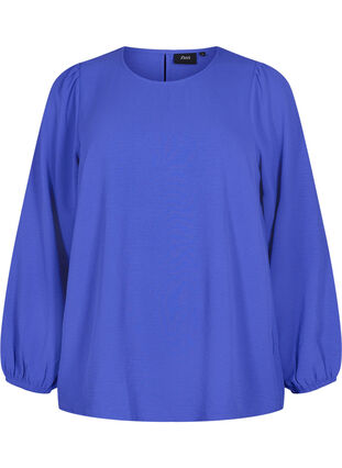 Bluse med pufærmer, Royal Blue, Packshot image number 0