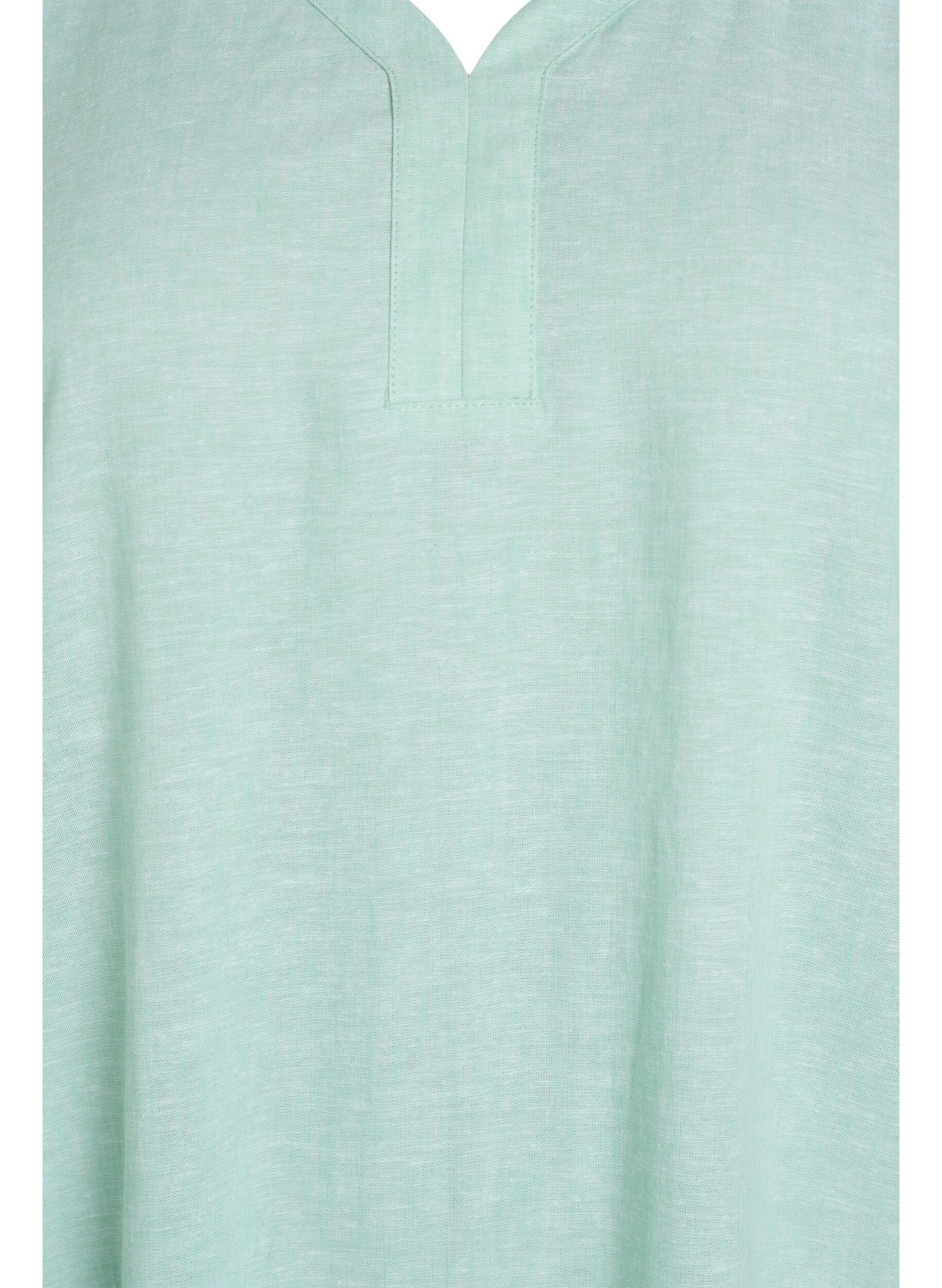 Zizzi Midikjole i h&oslash;r og viskose med korte &aelig;rmer, Gr&oslash;n, Packshot image number 2