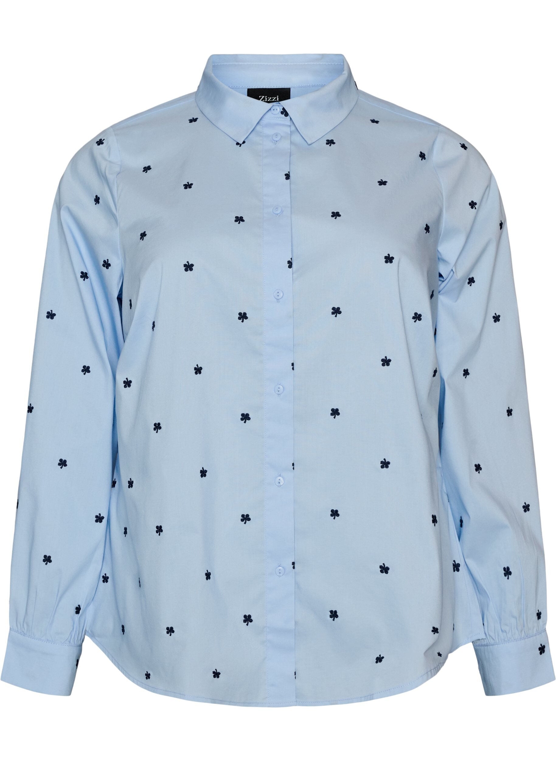 ZizziSkjorte med broderede blomster, Bl&aring;, Packshot image number 0
