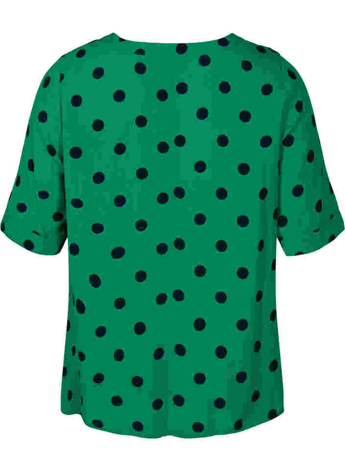 Viskose bluse med prikker, Jolly Green dot AOP, Packshot image number 1