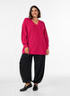 Lang ribstrikket bluse med V-hals, Lyser&oslash;d, Model image number 1