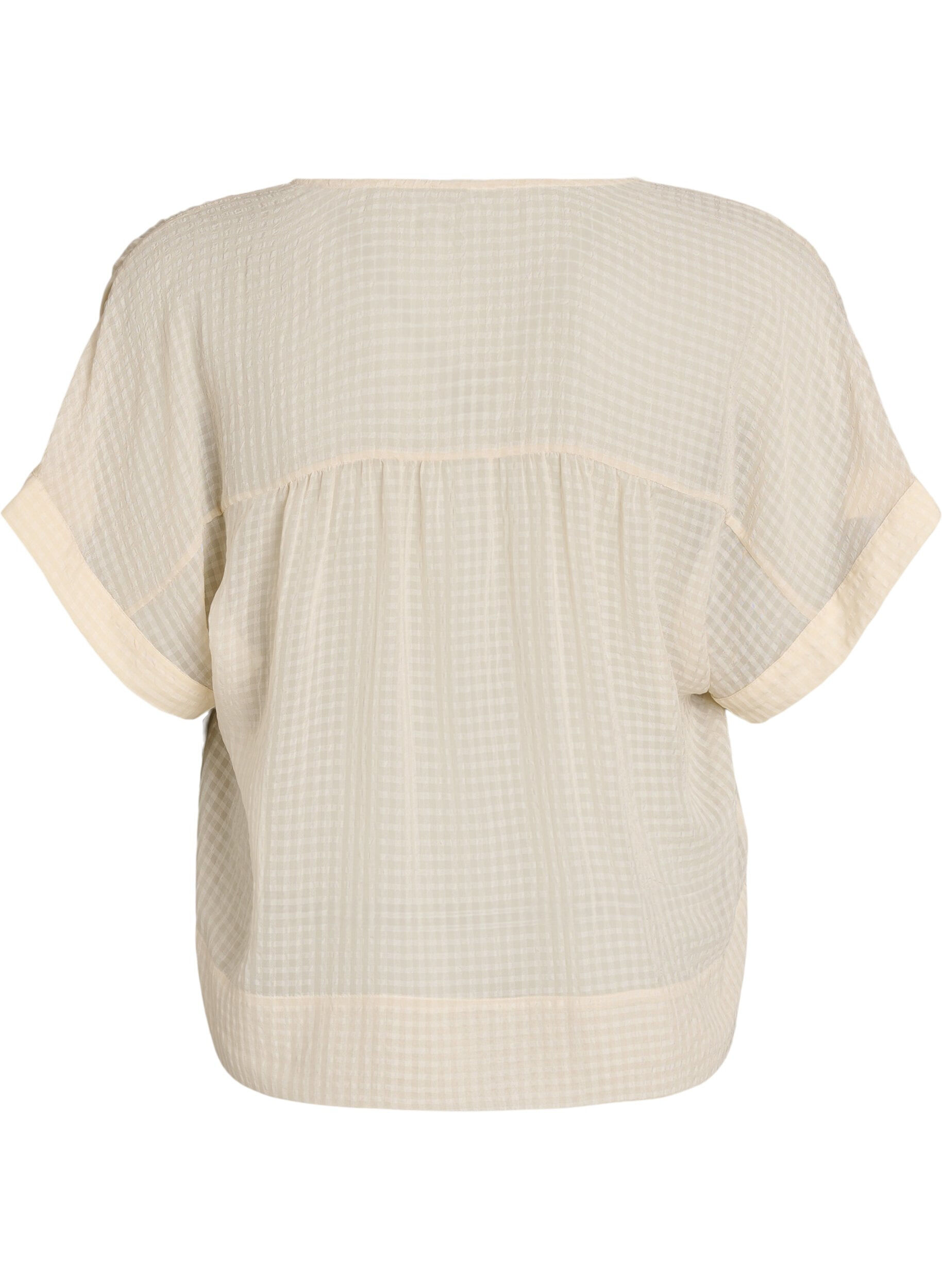 ZizziBluse i b&aelig;k og b&oslash;lge med V-udsk&aelig;ring, Beige, Packshot image number 1