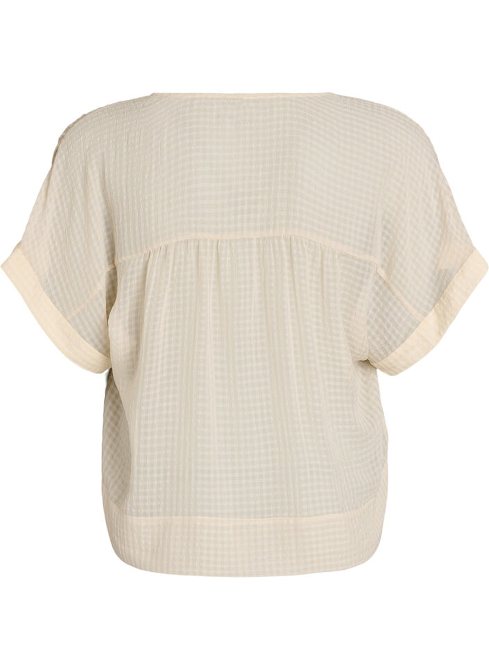 Bluse i b&aelig;k og b&oslash;lge med V-udsk&aelig;ring, Beige, Packshot image number 1