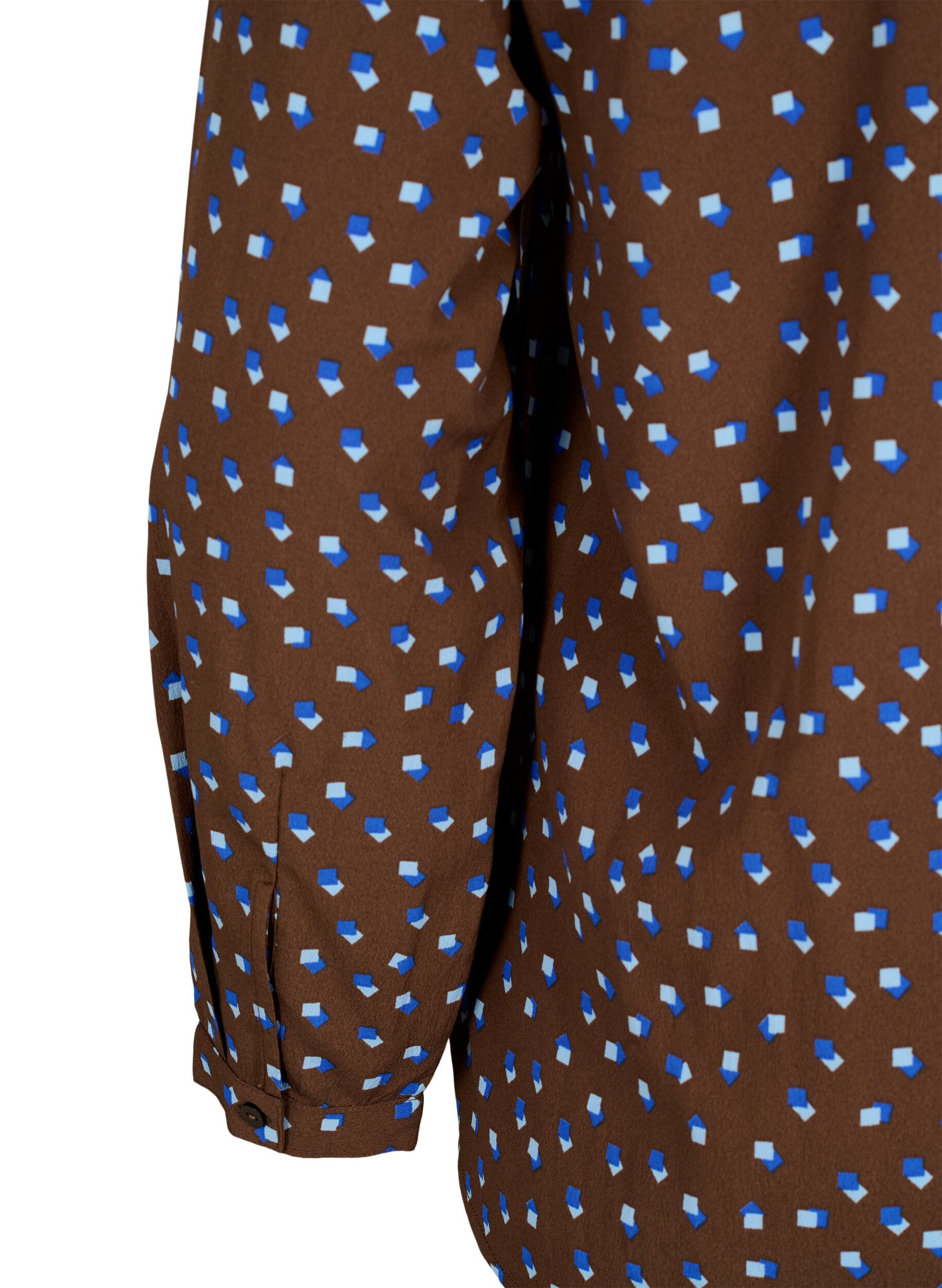 Zizzi FLASH - Lang&aelig;rmet bluse med print, Chicory Coffee AOP, Packshot image number 3