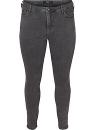 Cropped Amy jeans med høj talje og lynlås, Grey Denim
