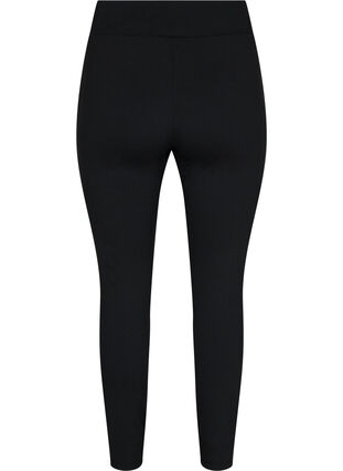 Ensfarvede leggings med lynlåsdetaljer, Black, Packshot image number 1