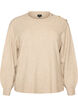Strikbluse med knapdetalje, Beige, Packshot image number 0