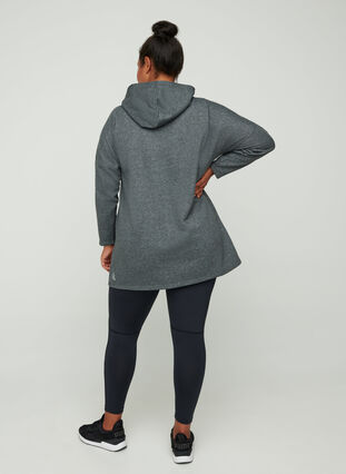 Lang sweatshirt med hætte, Dark Grey Melange, Model image number 1