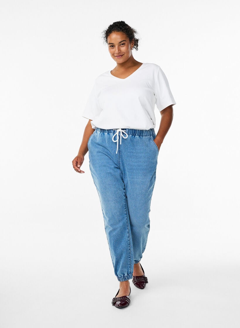 Denimjoggers med lommer, Bl&aring;, Model image number 0