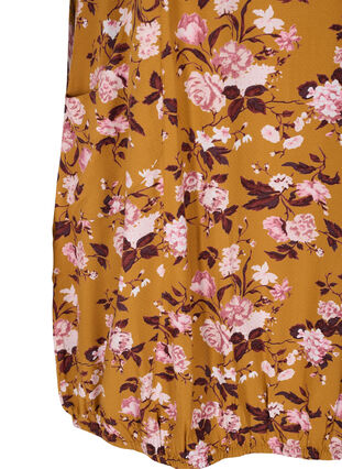 Kortærmet viskose kjole med print, Yellow Flower, Packshot image number 3