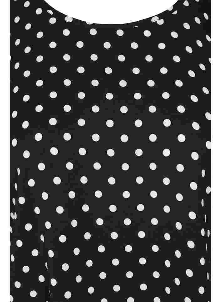 Bluse med korte ærmer og rund halsudskæring, Black w White Dot, Packshot image number 2