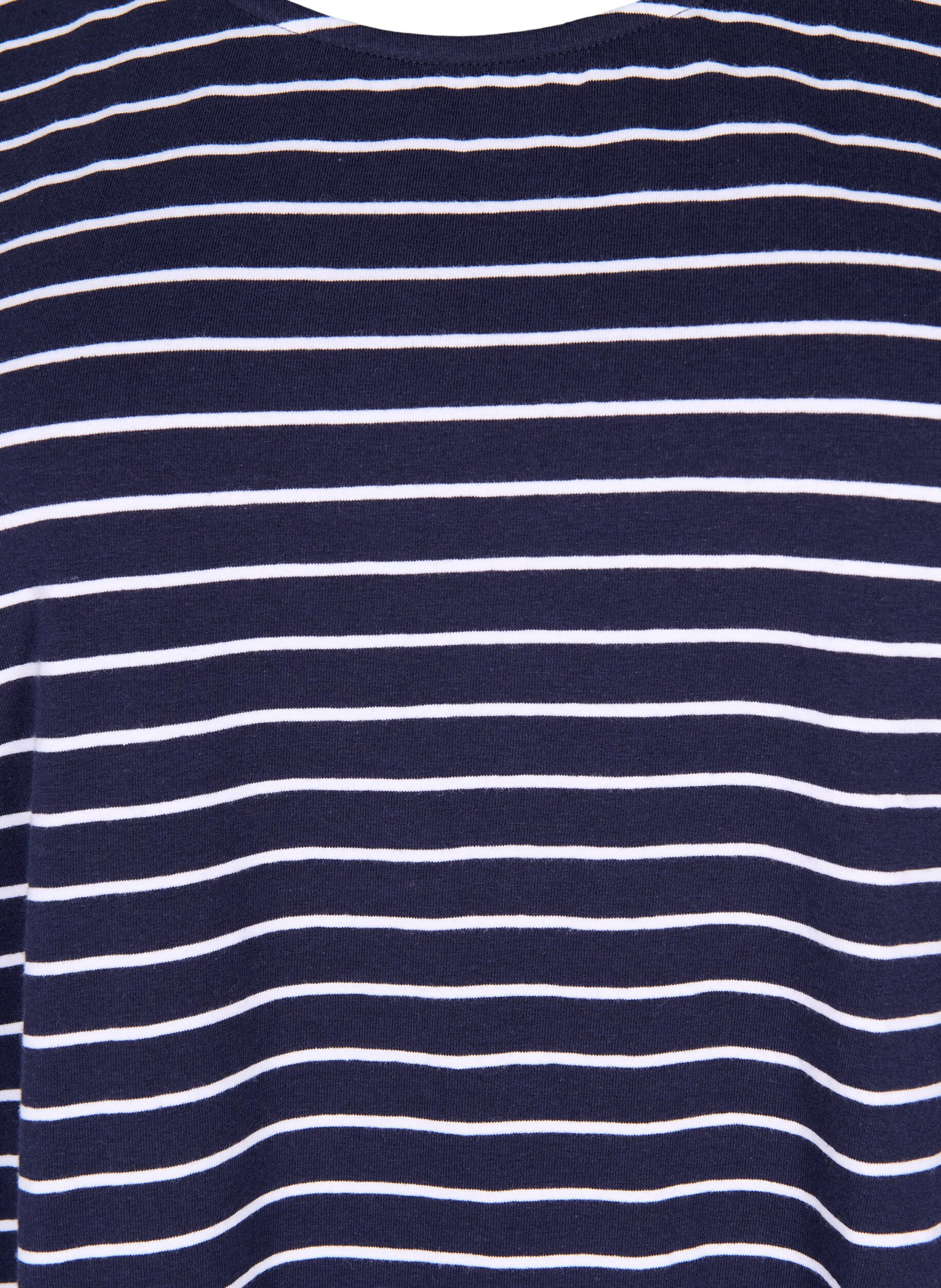 Zizzi Bomulds t-shirt med striber, Night Sky W. Stripe, Packshot image number 2