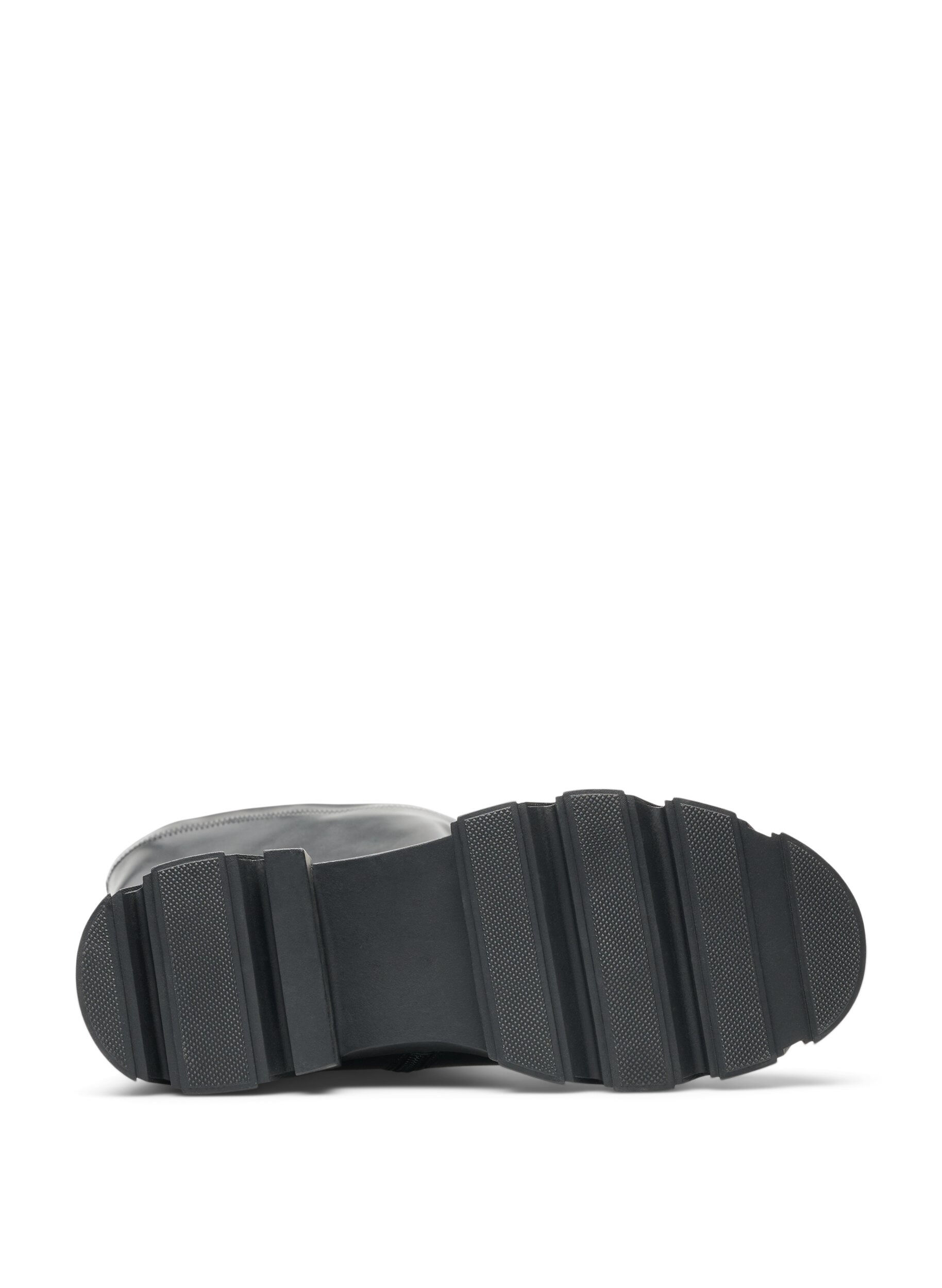 ZizziLang st&oslash;vle i imiteret l&aelig;der med chunky s&aring;l, Sort, Packshot image number 4