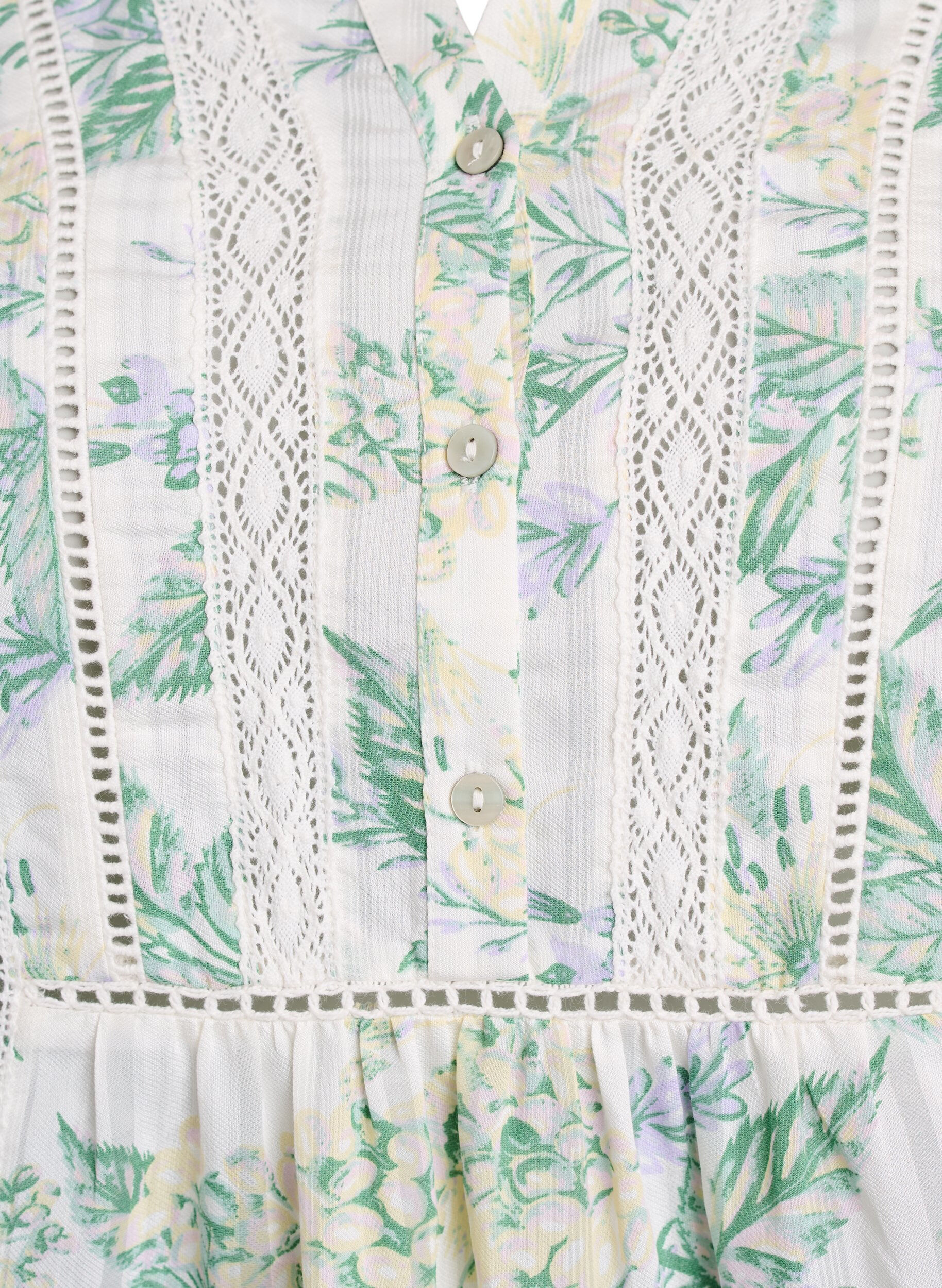 Zizzi Bluse med print og 1/2 &aelig;rmer, Hvid, Packshot image number 2