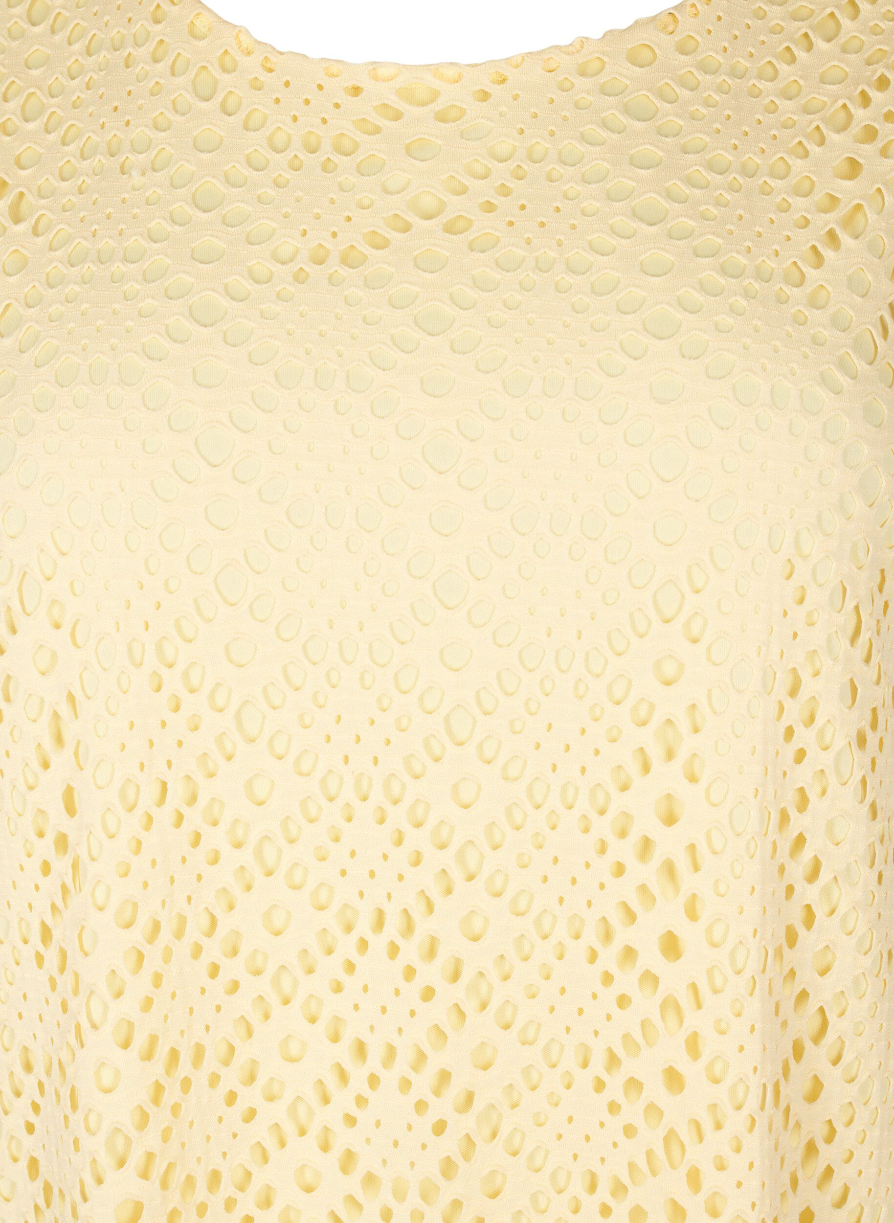 ZizziKn&aelig;lang kjole med hulm&oslash;nster og korte &aelig;rmer, Gul, Packshot image number 2