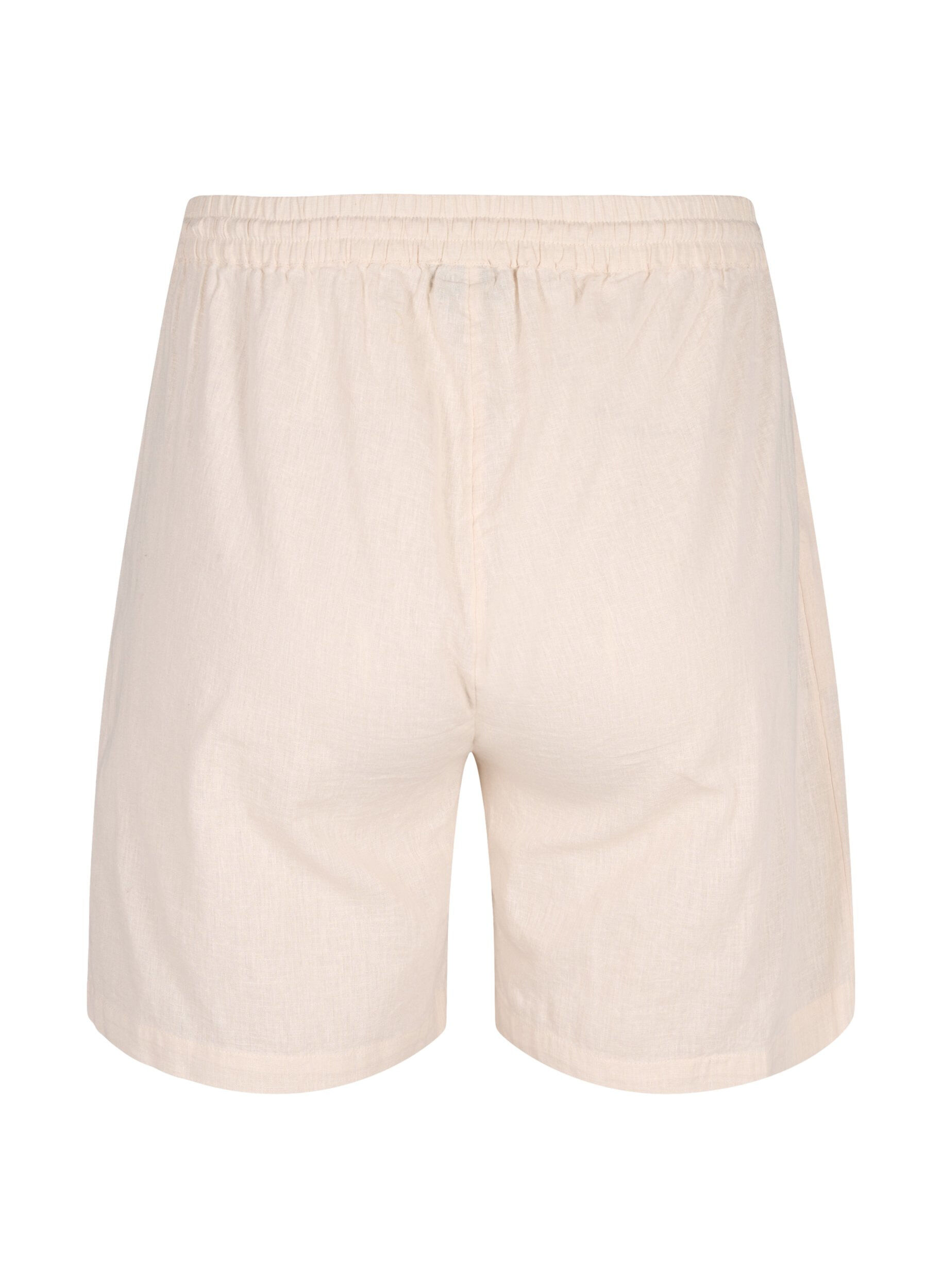 Zizzi L&oslash;se shorts i bomuldsmix med h&oslash;r, Sandshell, Packshot image number 1
