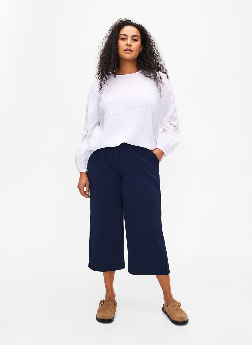 L&oslash;se bukser med 7/8 l&aelig;ngde, Bl&aring;, Model image number 0
