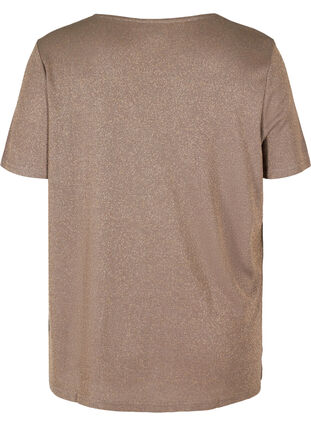 Glimmer t-shirt med v-udskæring, Golden, Packshot image number 1