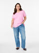 Ensfarvet basis t-shirt i bomuld, Lyser&oslash;d, Model image number 1