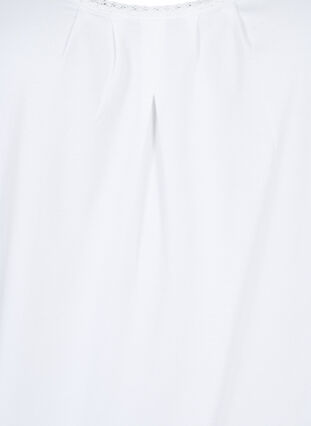 Bomuldstop med rund hals og blondekant, Bright White, Packshot image number 2