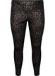 Coatede leggings med leoprint og cropped længde, Brun, Packshot image number 0