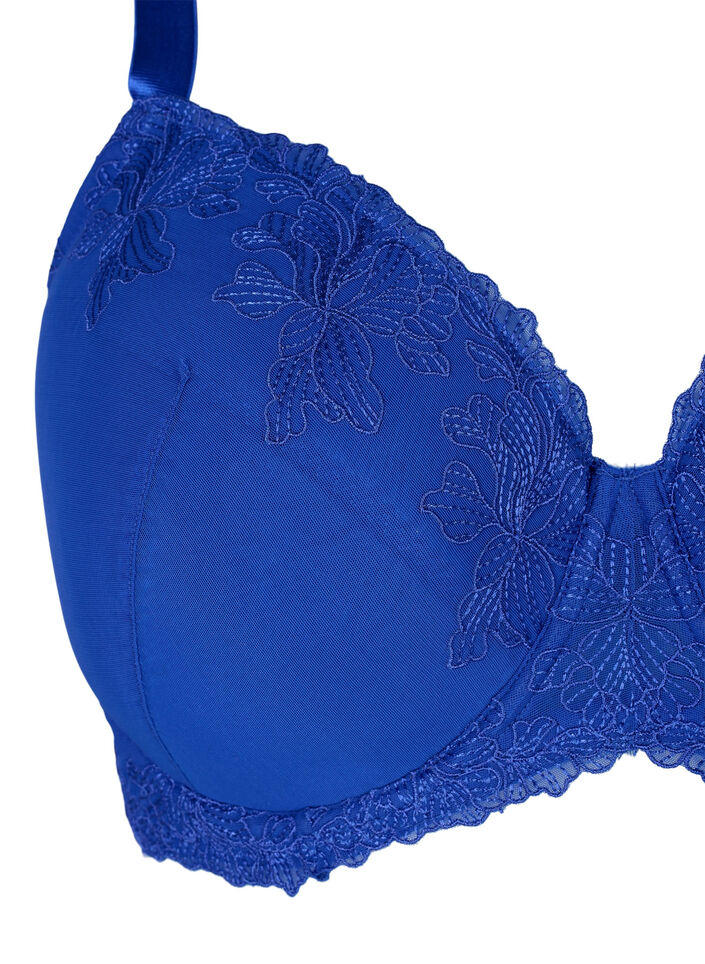 Vatteret bøjle bh med blonder, Blå, Packshot image number 2