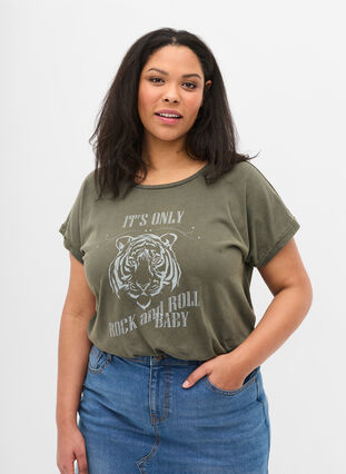 Økologisk bomulds t-shirt med tryk , Ivy acid Lion as s, Model image number 0