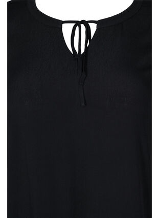 Kortærmet viskose kjole med print, Black, Packshot image number 2