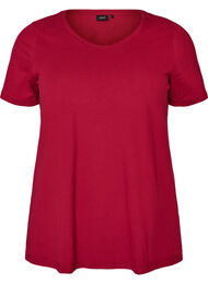 Ensfarvet basis t-shirt i bomuld, R&oslash;d