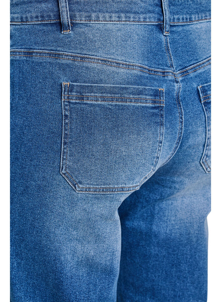 Jeans med forlommer og lige ben, Bl&aring;, Packshot image number 3