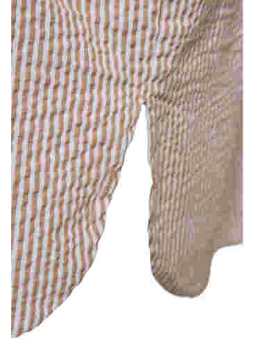 Stribet bomuldsskjorte med 3/4 ærmer, Natural Stripe, Packshot image number 3