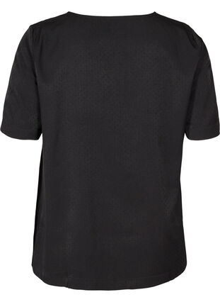 Kortærmet bluse med lynlåsdetalje, Black, Packshot image number 1